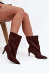 Slip-on Women's Ankle Boots with Heel Chocolate Solvienne