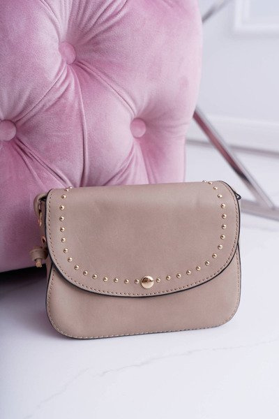 Women's Handbag Small Chest Golden Rivets Beige