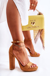 Classic Sandals On High Heels Camel Baleira