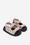 Children's Velcro Sandals With Golden Details Beige Cavina
