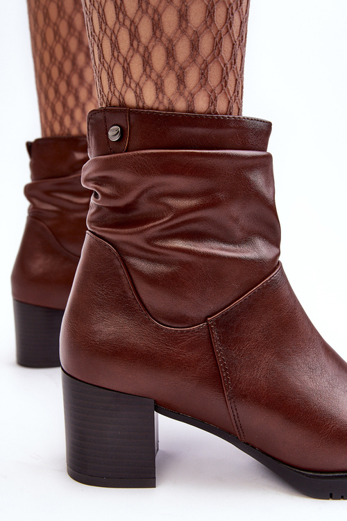 Women's Ruched Booties On Heel Brown Liriam