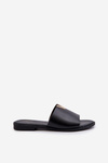 Women's Black Eco Leather Flat Sandals Maliha