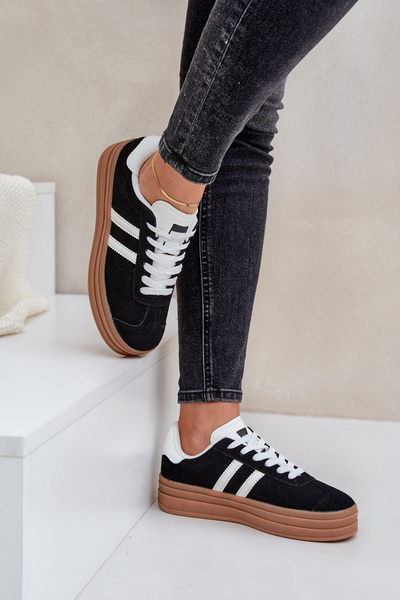 Damskie Sneakersy Na Platformie Czarne Egelia