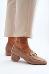 Low Heel Court Shoes with Ornament Beige Dolvira