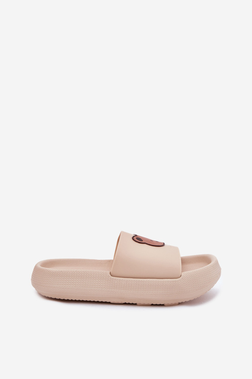 Women's Foam Slippers With Bear Beige Lalon