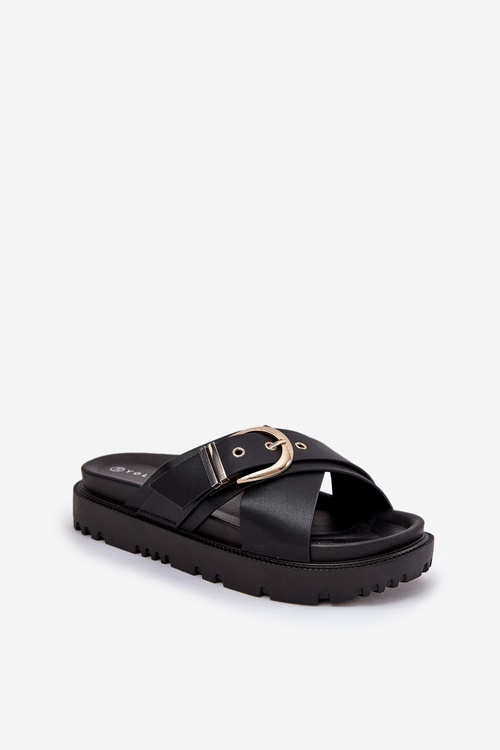 Platform Sandals With Buckle Black Honavia