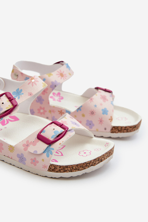 Children's Sandals with Flowers and Buckles Pink Memoria