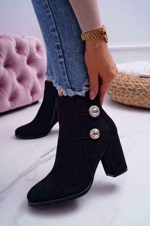 Women's Suede Stiletto Booties Black Barski 73-2