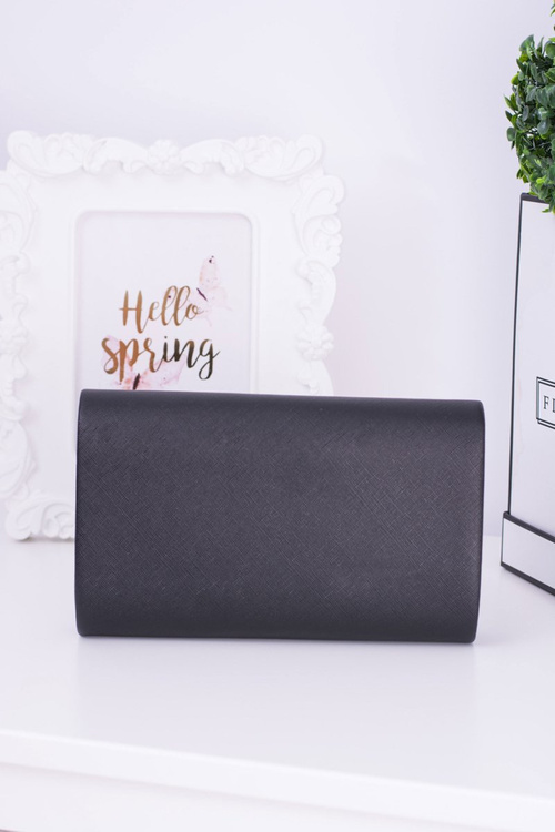 Elegant Black Women's Clutch Bag Gold Plated Hardware