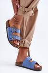 Women's Slippers On Cork Sole Blue Cortina