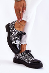 Lacquered Lace-Up Shoes Laura Messi 2441 Black and white