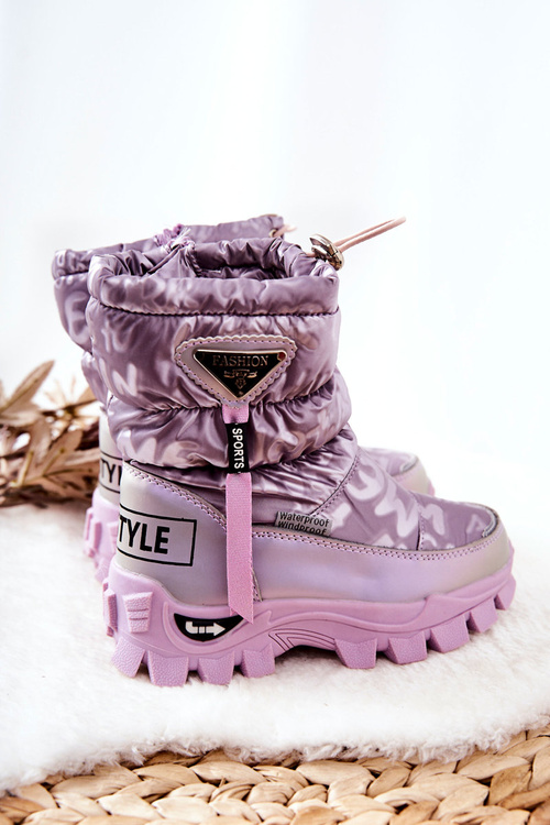 Children's Warm-up Snowboots with zip Purple Cleome