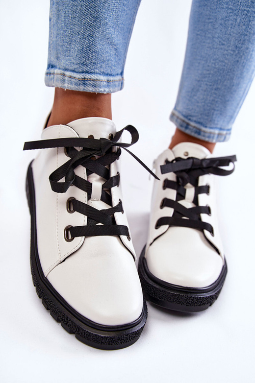 Półbuty Skóra Białe Sergio Leone PB210