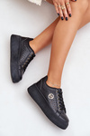 Perforated Sneakers With Gold Detail Black Cassildi