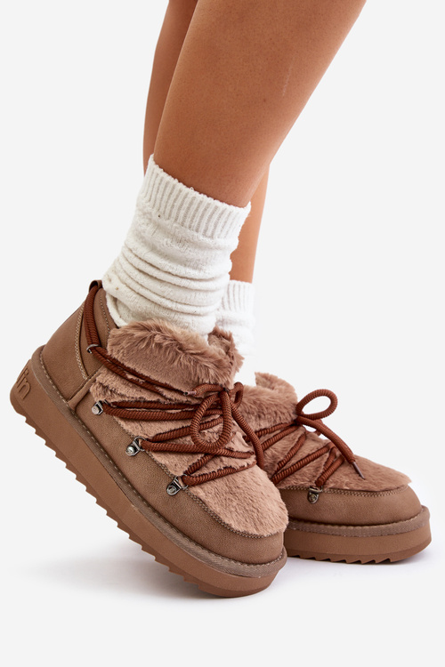 Low Snow Boots On Platform With Fur D.Franklin Brown DFSH370011