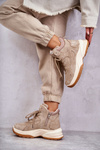 Botki Trapery Na Platformie Lee Cooper LCJ-22-44-1352L Beżowe