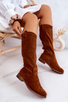 Women's Suede Openwork Boots Camel Thessie