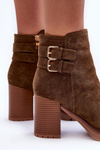 Heeled Suede Boots Olive Makeline 