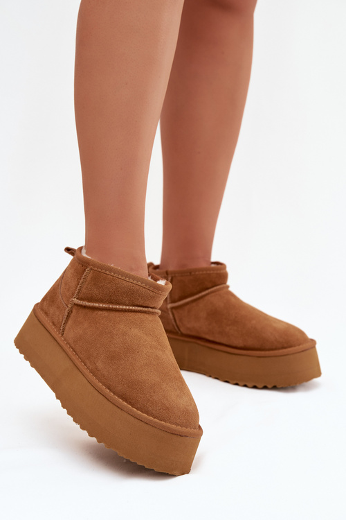 Women's Snow Boots Made of Natural Suede Camel Mairene