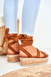 Women's Platform Sandals Tied Camel La Favorite