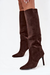 Insulated Women's Boots on Heel Eco Suede Chocolate Rosavine