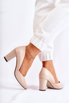 Fashionable Leather Pumps On A Bar Beige Emotion