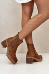 Women's Insulated Heeled Boots Eco Suede Brown Irissinae
