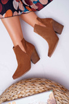 Women's Heeled Boots Spring Leather Suede Brown Nicole 2430