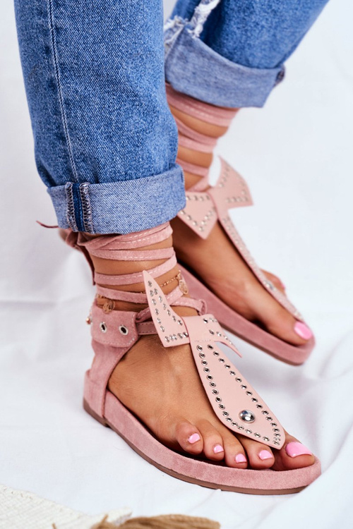 Lu Boo Women's Tiered Sandals Flip Flops Powder Pink Mara