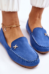 Mokasyny Damskie Zamsz Ozdoba Niebieskie Leah