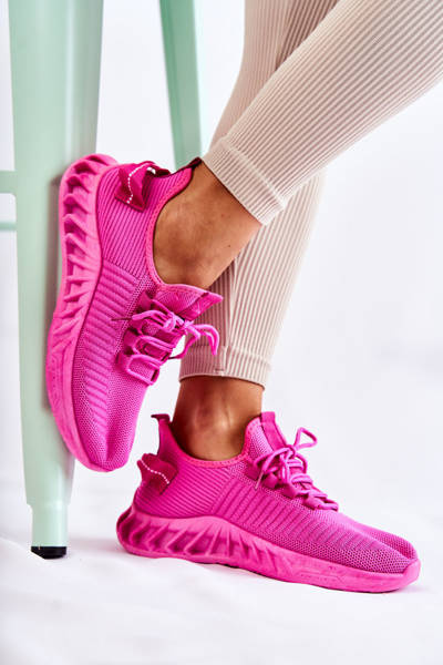 Sportowe Buty Damskie Materiałowe Różowe Lenney