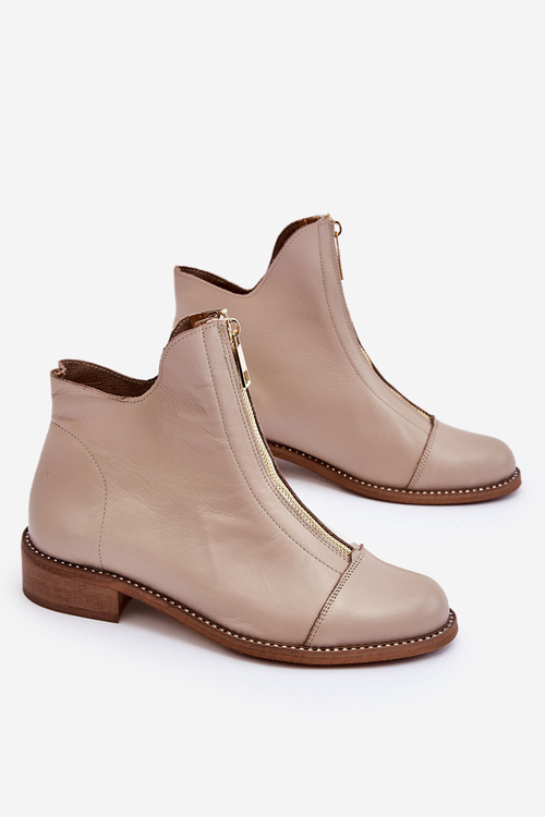 Leather Zipper Boots Nicole 2785/008 Beige
