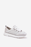 Women's Leather Sneakers On A Platform D&A LR51-796 Silver
