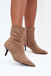 Insulated Women's Ankle Boots Heeled Eco Suede Beige Belisse