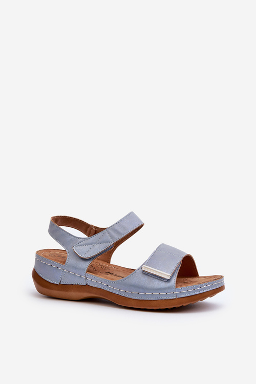 Comfortable Women's Sandals with Velcro Blue Iphiope