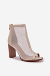 Heeled Sandals With Shaft Beige Taniffia