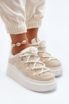 Women's sneakers with chunky lacing beige Vinali