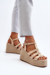 Wedge Sandals with Woven Detail Beige Gnosis