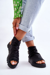 Leather Openwork Sandals Beige Alima
