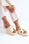 Women's Foam Sandals with Beige Decorations Cambrina