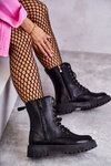 Leather Warm Boots Workers tied Black Maria