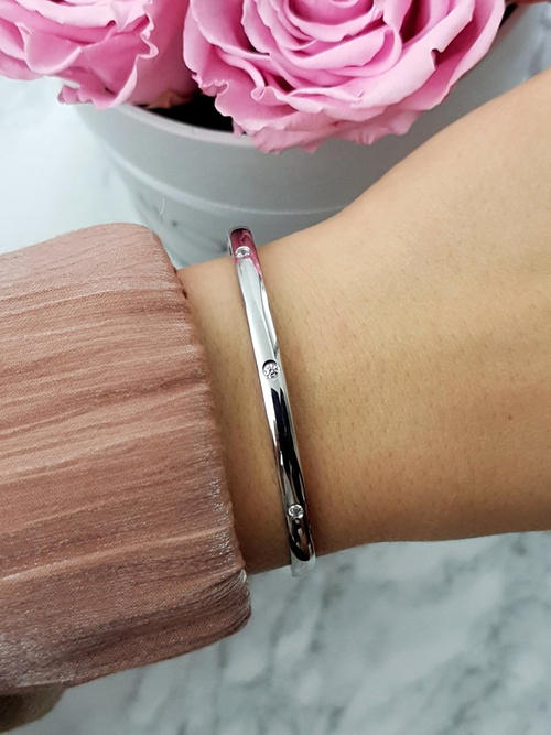 Women's Steel Bracelet With Zircons Silver Ursa