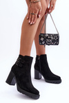 Suede Heeled Boots Black Makeline