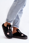 Women's Fur Slippers with Bunny Black Naveritte