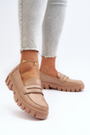 Women's Faux Leather Moccasins Beige Seravisa