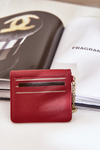 Card Holder With Gold Keychain Eco Leather Burgundy Iritinme