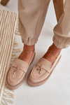 Women's eco suede moccasins with decoration beige Verindalle