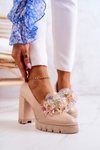 Elegant Pumps With Ornament Smooth Beige Caterine