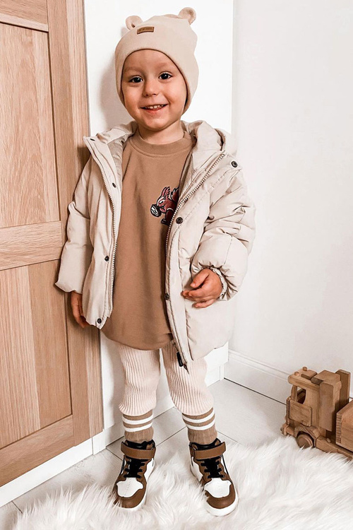 Children's Insulated High Sneakers White and Brown Bartnie