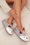 Christmas Women's Slippers With Reindeer Motif Furry Gray Orsella